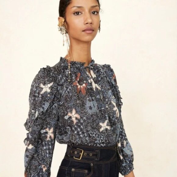 Ulla Johnson Tops - Ulla Johnson Azul Print Manet Blouse